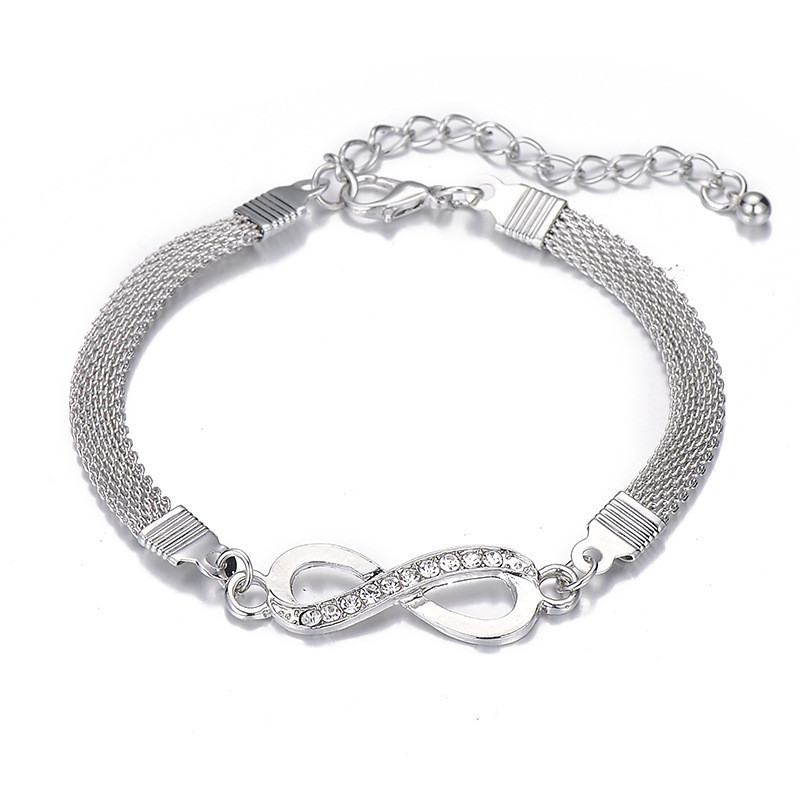 Rhinestone Infinity karkötő Férfi női ékszerek 8 szám medál Charm Blange pár karkötők szerető barátnak női ajándékok