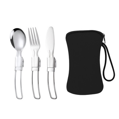 Kültéri étkészlet rozsdamentes acél összecsukható kanál kés villa pálcika kemping edények evőeszközök Hajtogatott evőeszközök evőeszközök