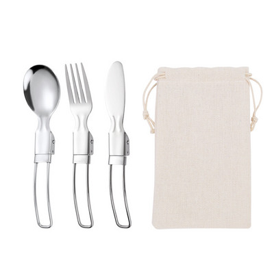 Kültéri étkészlet rozsdamentes acél összecsukható kanál kés villa pálcika kemping edények evőeszközök Hajtogatott evőeszközök evőeszközök