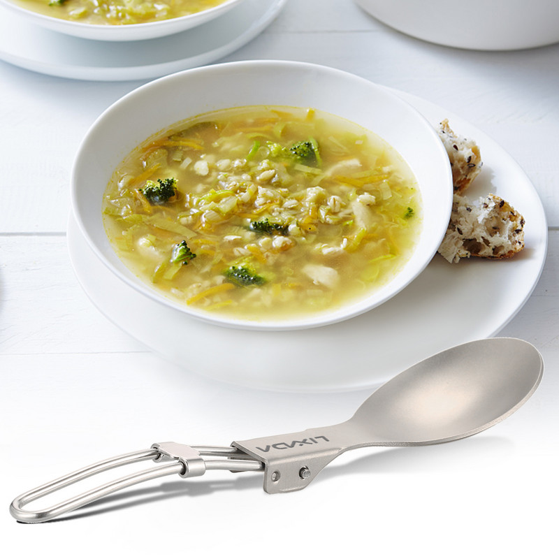 Lixada titāna saliekamā karote Spork āra galda piederumi āra kempinga virtuves trauki Viegli salokāmi galda piederumi kempinga piknikam