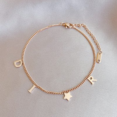 Koreja jauna modes vēstules piekarināma rokassprādze, sieviete, vienkārša vintage nerūsējošā tērauda rokassprādze Luksusa oriģinālie juvelierizstrādājumu aksesuāri