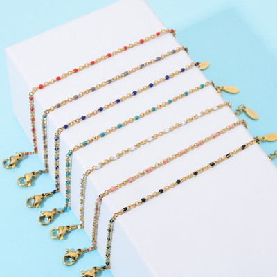 ZMZY Boho nerūsējošā tērauda rokassprādzes sievietēm jaukas emaljas rokassprādzes rotaslietas zelta krāsā, ķēdes aproce Femme Mujer Pulsera