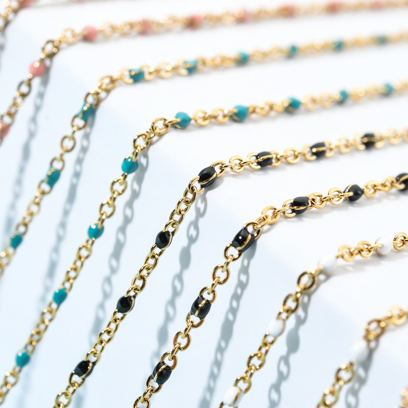 ZMZY Boho rozsdamentes acél karkötők nőknek aranyos zománc karkötő ékszer Arany színű link lánc karkötő Femme Mujer Pulsera