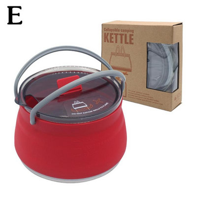 Pārnēsājama silikona saliekamā tējkanna Daudzfunkcionāls saspiežams āra saliekams ūdens katls ar tērauda dibenu kempingam R9z8