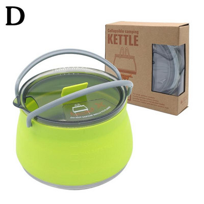 Pārnēsājama silikona saliekamā tējkanna Daudzfunkcionāls saspiežams āra saliekams ūdens katls ar tērauda dibenu kempingam R9z8