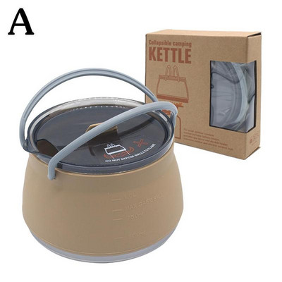 Pārnēsājama silikona saliekamā tējkanna Daudzfunkcionāls saspiežams āra saliekams ūdens katls ar tērauda dibenu kempingam R9z8