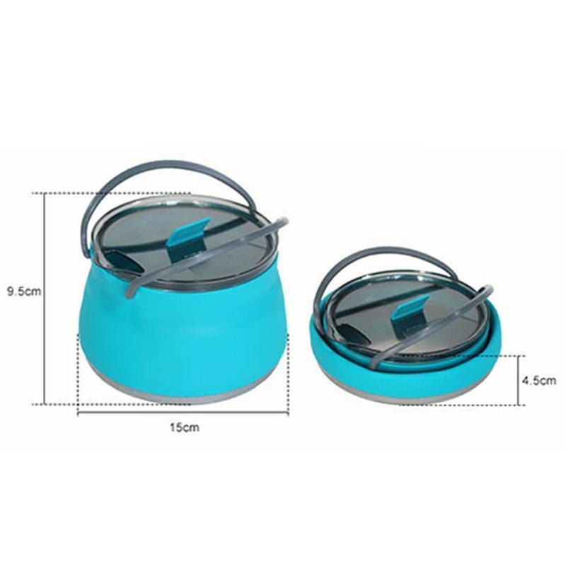 Pārnēsājama silikona saliekamā tējkanna Daudzfunkcionāls saspiežams āra saliekams ūdens katls ar tērauda dibenu kempingam R9z8