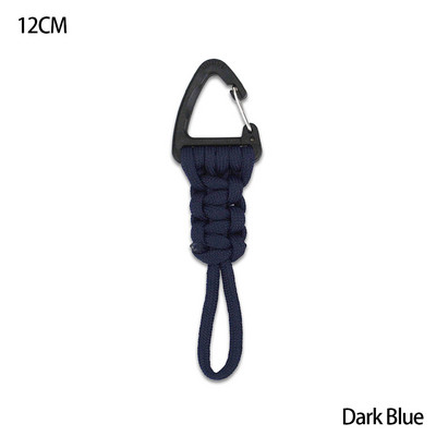 Paracord kulcstartó katonai fonott nylon zsinór fém háromszög csattal, nagy szilárdságú ejtőernyős zsinór karabinerrel