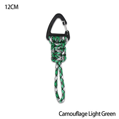 Paracord kulcstartó katonai fonott nylon zsinór fém háromszög csattal, nagy szilárdságú ejtőernyős zsinór karabinerrel