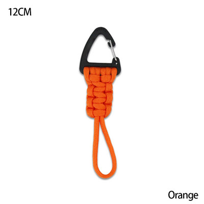 Paracord kulcstartó katonai fonott nylon zsinór fém háromszög csattal, nagy szilárdságú ejtőernyős zsinór karabinerrel