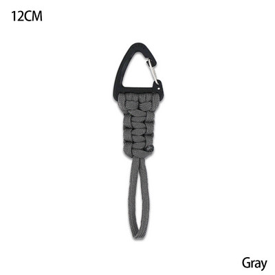 Paracord kulcstartó katonai fonott nylon zsinór fém háromszög csattal, nagy szilárdságú ejtőernyős zsinór karabinerrel