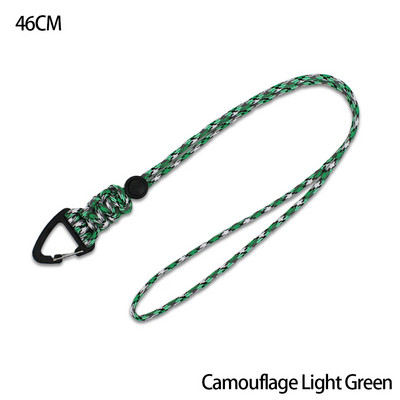 Paracord kulcstartó katonai fonott nylon zsinór fém háromszög csattal, nagy szilárdságú ejtőernyős zsinór karabinerrel