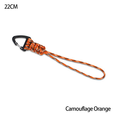 Paracord kulcstartó katonai fonott nylon zsinór fém háromszög csattal, nagy szilárdságú ejtőernyős zsinór karabinerrel