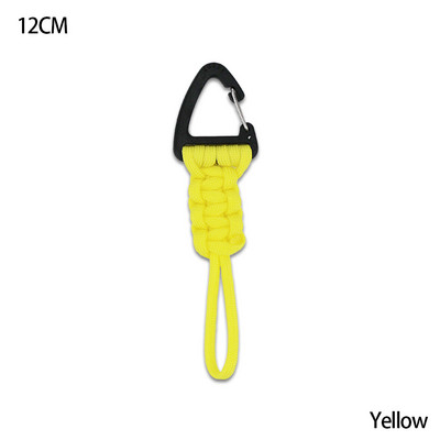 Paracord kulcstartó katonai fonott nylon zsinór fém háromszög csattal, nagy szilárdságú ejtőernyős zsinór karabinerrel