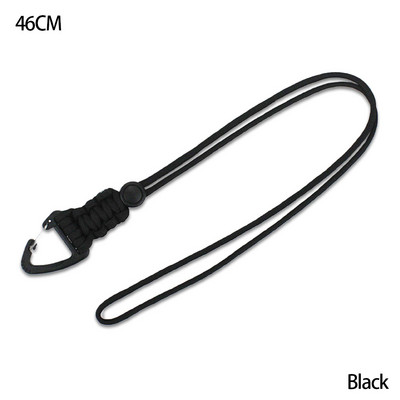 Paracord kulcstartó katonai fonott nylon zsinór fém háromszög csattal, nagy szilárdságú ejtőernyős zsinór karabinerrel