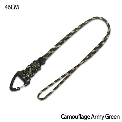 Paracord kulcstartó katonai fonott nylon zsinór fém háromszög csattal, nagy szilárdságú ejtőernyős zsinór karabinerrel