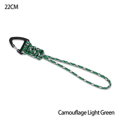 Paracord kulcstartó katonai fonott nylon zsinór fém háromszög csattal, nagy szilárdságú ejtőernyős zsinór karabinerrel