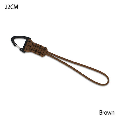 Paracord kulcstartó katonai fonott nylon zsinór fém háromszög csattal, nagy szilárdságú ejtőernyős zsinór karabinerrel