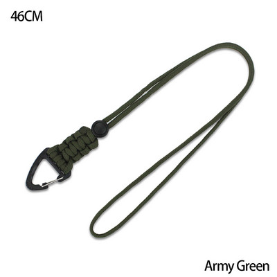 Paracord kulcstartó katonai fonott nylon zsinór fém háromszög csattal, nagy szilárdságú ejtőernyős zsinór karabinerrel