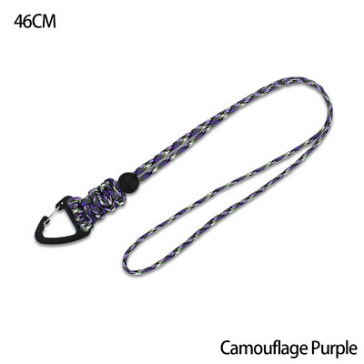 Paracord kulcstartó katonai fonott nylon zsinór fém háromszög csattal, nagy szilárdságú ejtőernyős zsinór karabinerrel