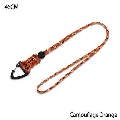 Paracord kulcstartó katonai fonott nylon zsinór fém háromszög csattal, nagy szilárdságú ejtőernyős zsinór karabinerrel