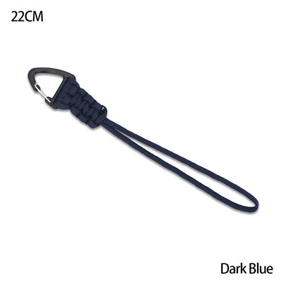 Paracord kulcstartó katonai fonott nylon zsinór fém háromszög csattal, nagy szilárdságú ejtőernyős zsinór karabinerrel