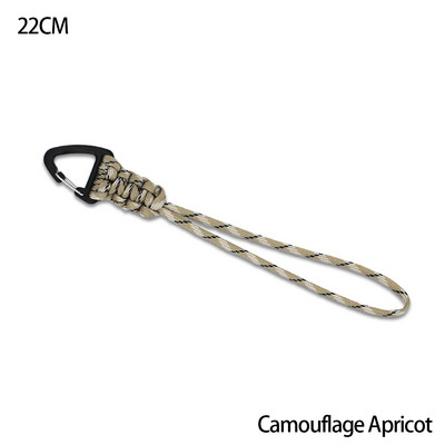 Paracord kulcstartó katonai fonott nylon zsinór fém háromszög csattal, nagy szilárdságú ejtőernyős zsinór karabinerrel