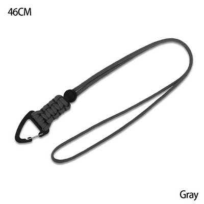 Paracord kulcstartó katonai fonott nylon zsinór fém háromszög csattal, nagy szilárdságú ejtőernyős zsinór karabinerrel