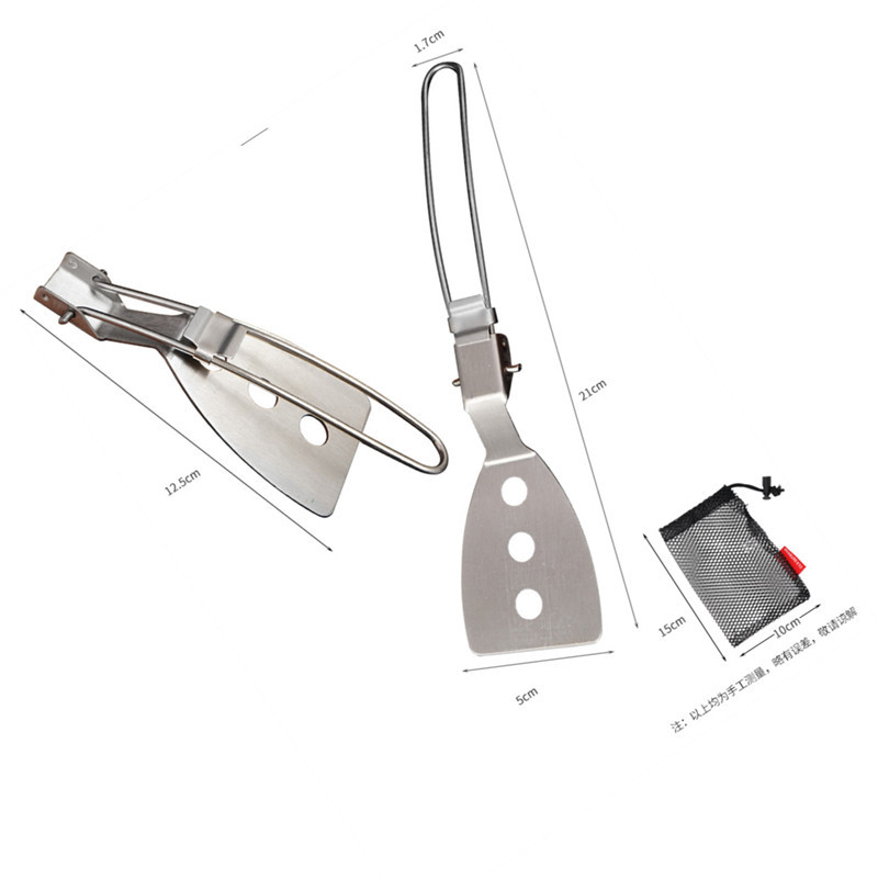 1 Komplekts saliekamā lāpstiņa Maza āra ēdiena gatavošanas lāpsta Nerūsējošais tērauds kempingam Piknikam Galda trauki Pārgājieniem Grilēšanas piederumi Ēdienu gatavošanas piederumi