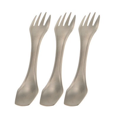 Lixada Voyage Titanium 3 az 1-ben villában kanál Spork Cut készlet kültéri, kétcélú étkészlet evőeszköz vastagság