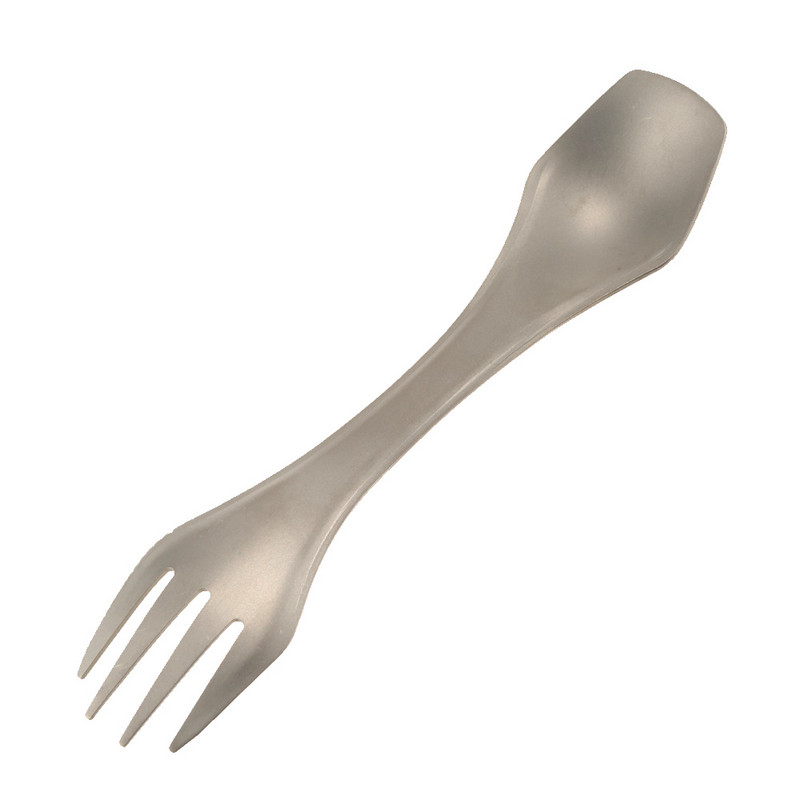 Lixada Voyage Titanium 3 az 1-ben villában kanál Spork Cut készlet kültéri, kétcélú étkészlet evőeszköz vastagság