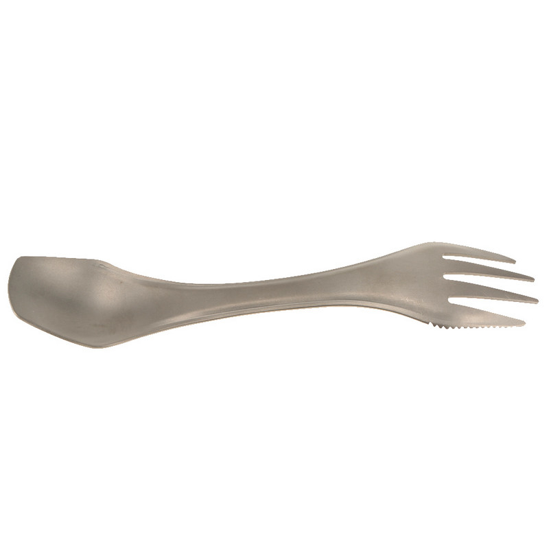 Lixada Voyage Titanium 3 az 1-ben villában kanál Spork Cut készlet kültéri, kétcélú étkészlet evőeszköz vastagság