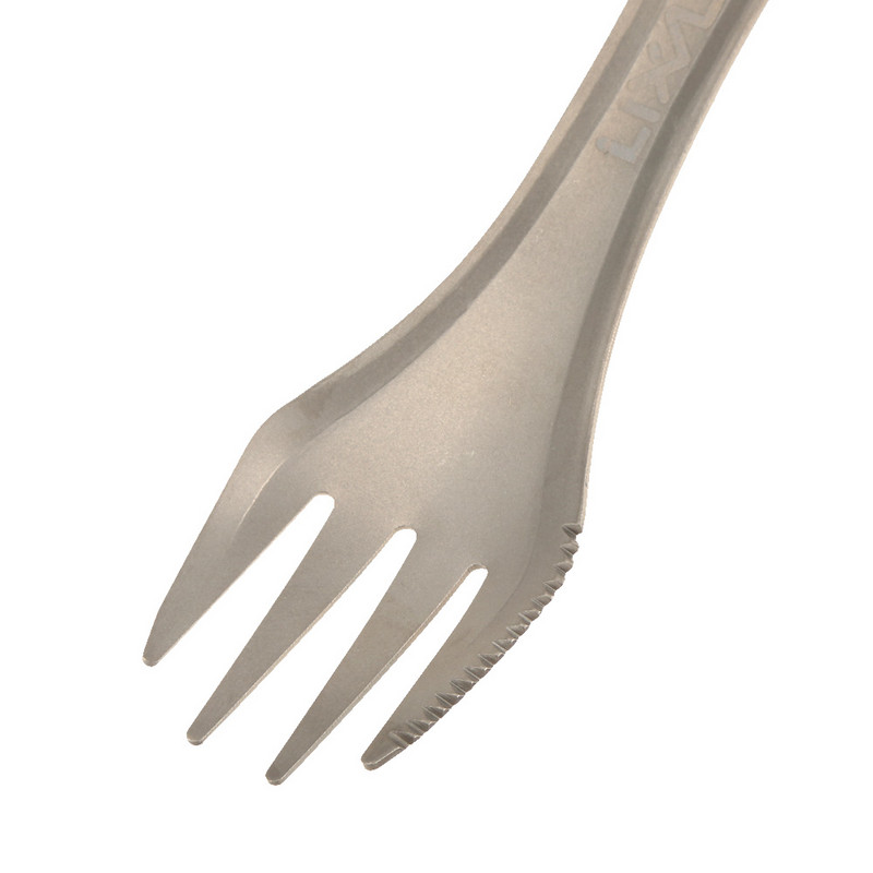Lixada Voyage Titanium 3 az 1-ben villában kanál Spork Cut készlet kültéri, kétcélú étkészlet evőeszköz vastagság