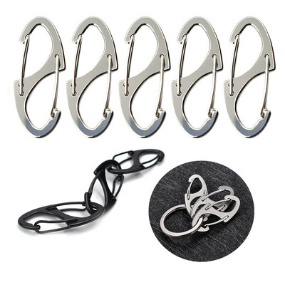 5 tk roostevabast terasest väike karabiin Paracord klambrid, haakekonksud vedruklambrid võtmehoidja pandlad välimatkariistad (41 mm)