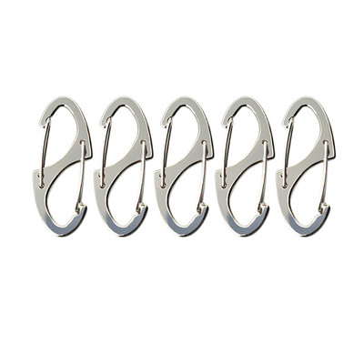 5 db rozsdamentes acél kis karabiner Paracord kapcsok pattintható kampók rugós kapcsok kulcstartó csatok kültéri kempingeszközök (41 mm)