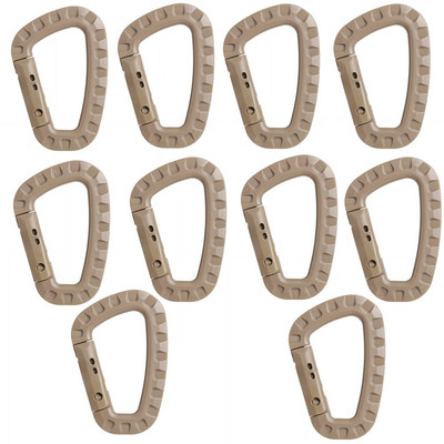 10 vnt. taktinės kuprinės sagtis Greitas taktinis karabinas plastikinis kabliukas D formos Mosqueton EDC įranga, skirta stovyklavimui lauke