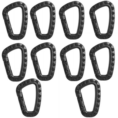 10 vnt. taktinės kuprinės sagtis Greitas taktinis karabinas plastikinis kabliukas D formos Mosqueton EDC įranga, skirta stovyklavimui lauke