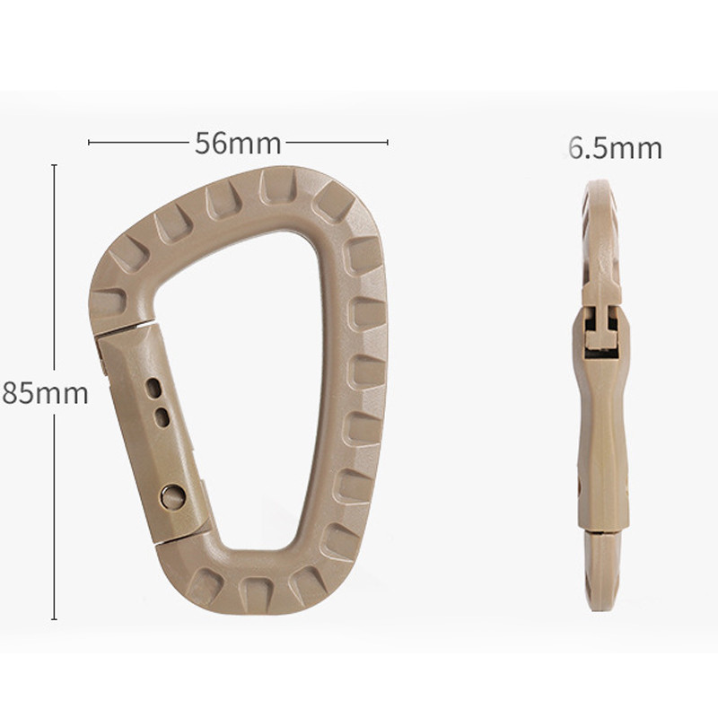 10 vnt. taktinės kuprinės sagtis Greitas taktinis karabinas plastikinis kabliukas D formos Mosqueton EDC įranga, skirta stovyklavimui lauke