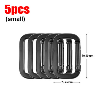 10 gab. Kvadrātveida gredzens karabīnes sprādzes Pavasara karabīnes āķi Spraudnis Atslēgu piekariņš āra mugursoma kulonu sprādzes kempinga rīki