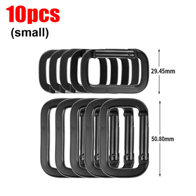 10 gab. Kvadrātveida gredzens karabīnes sprādzes Pavasara karabīnes āķi Spraudnis Atslēgu piekariņš āra mugursoma kulonu sprādzes kempinga rīki