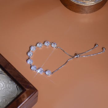 Луксозна лъскава сребърна регулируема гривна от кристален циркон за жени 2022 Нова модна гривна с платинено покритие Подарък за бижута