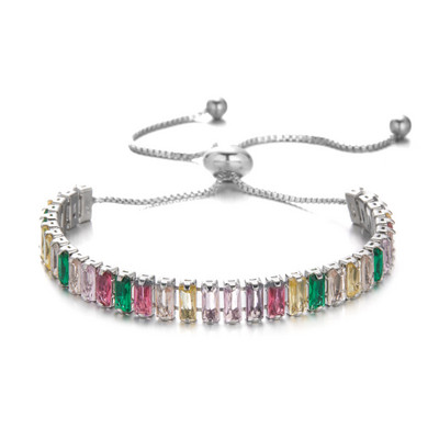 Luksusa pilna ar Rhinestone krāsu cirkona rokassprādze sievietēm Jauns dizainers, spīdīgs klasisks regulējams rokassprādzes kāzu rotaslietas dāvana