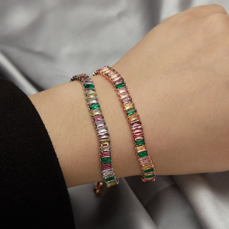 Luksusa pilna ar Rhinestone krāsu cirkona rokassprādze sievietēm Jauns dizainers, spīdīgs klasisks regulējams rokassprādzes kāzu rotaslietas dāvana