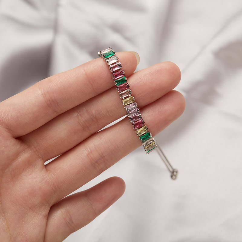 Luksusa pilna ar Rhinestone krāsu cirkona rokassprādze sievietēm Jauns dizainers, spīdīgs klasisks regulējams rokassprādzes kāzu rotaslietas dāvana