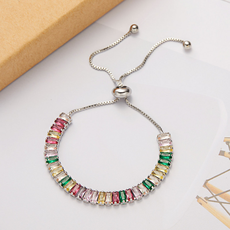 Luksusa pilna ar Rhinestone krāsu cirkona rokassprādze sievietēm Jauns dizainers, spīdīgs klasisks regulējams rokassprādzes kāzu rotaslietas dāvana