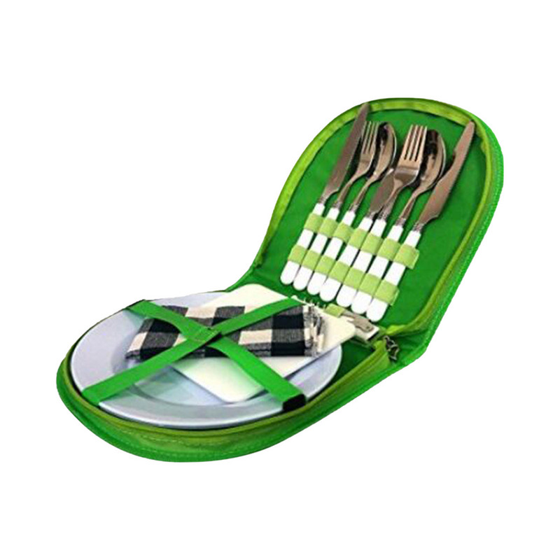 Kemping evőeszköz készlet 13 részes tányéros kanál bornyitó villaszalvéta kültéri piknik konyha grillezési evőeszköz piknik készlet