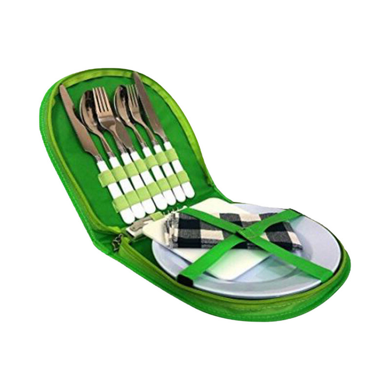 Kemping evőeszköz készlet 13 részes tányéros kanál bornyitó villaszalvéta kültéri piknik konyha grillezési evőeszköz piknik készlet