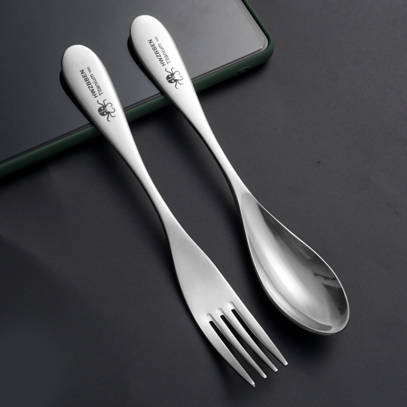 Titāna karotes pārnēsājams āra kempings ceļojumu pārgājienu pikniks Titāna galda piederumu komplekts karotes dakšas nazis galda piederumi