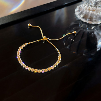 Луксозна златна гривна със закопчалка със страз за жени Кристална квадратна гривна с талисман Булчинска сватба Изящни 2022 г. Нови дизайнерски бижута
