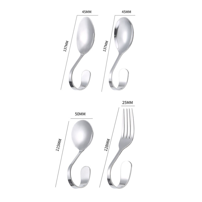 Hajlított nyél, rozsdamentes acél kanál villa garnélarák csúszda kanál saláta kanál villa étkészlet ívelt nyél